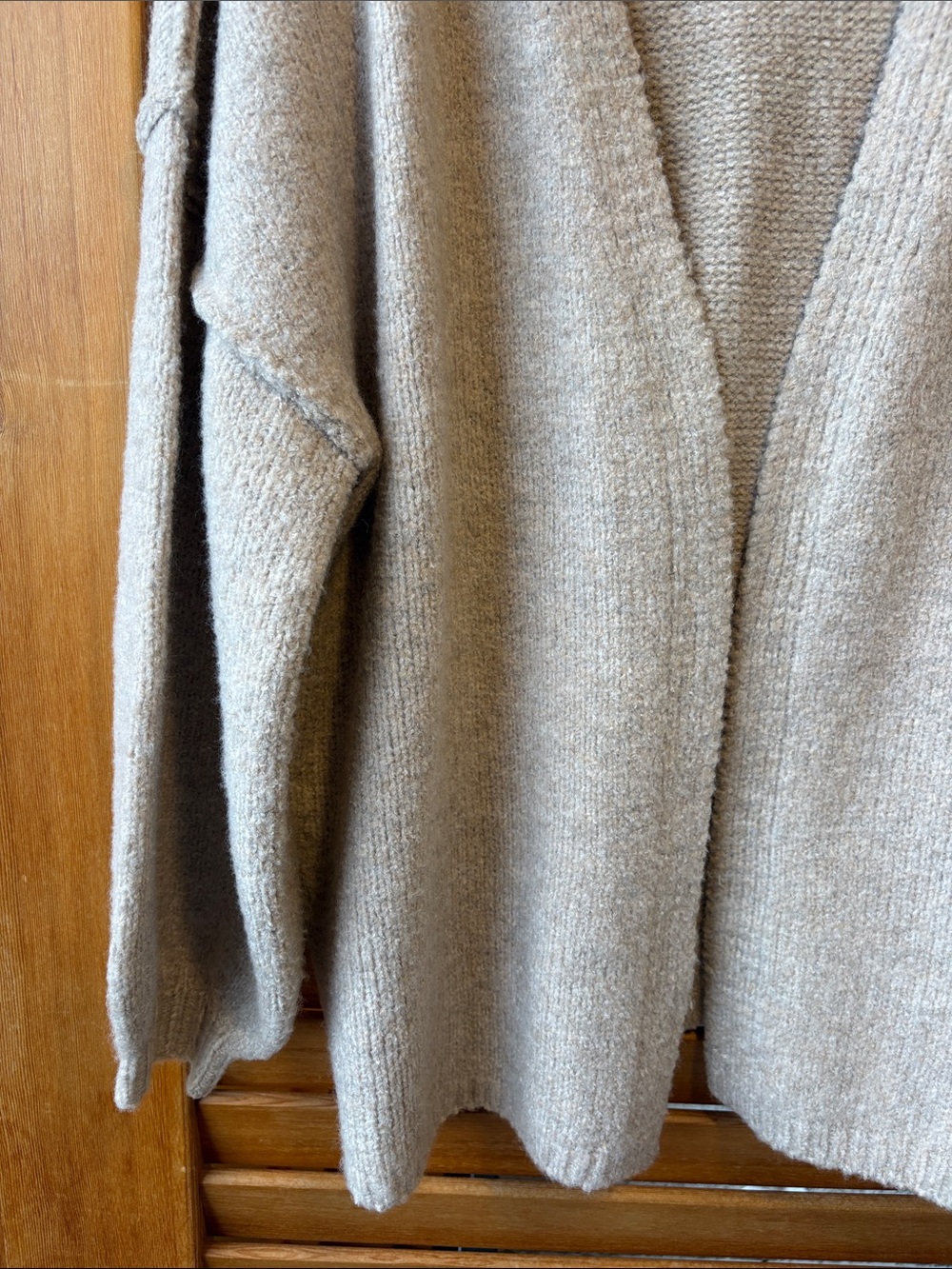 Neutral Cream Open-Front Knit Cardigan by Pretty Garden - Picture 3 of 7